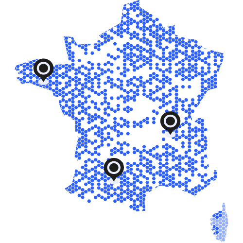Carte des bureaux et installations de Vega France Carte des bureaux et installations de Vega France